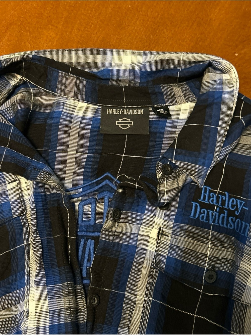 Harley-Davidson Black & Blue Plaid Button-Down Shirt